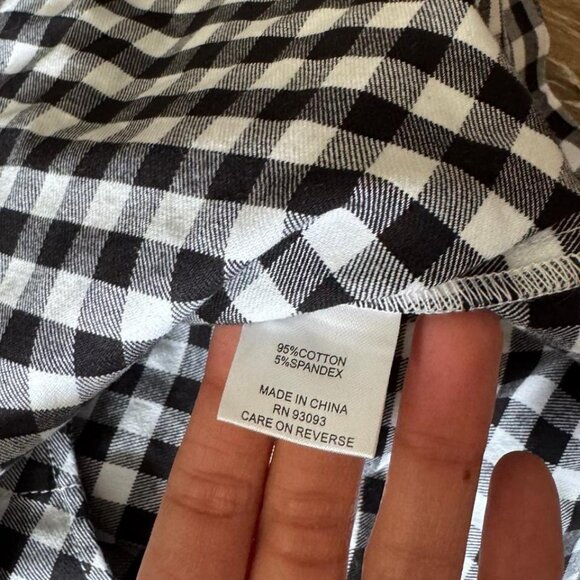 Tyler Boe Black and White Gingham Print Ruffle Neck Tie Back Stella Dress Size M - Picture 6 of 6